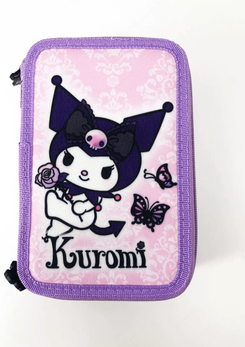 Tolltartó 3 különálló cipzáras emelettel és prémium Kuromi dizájnnal