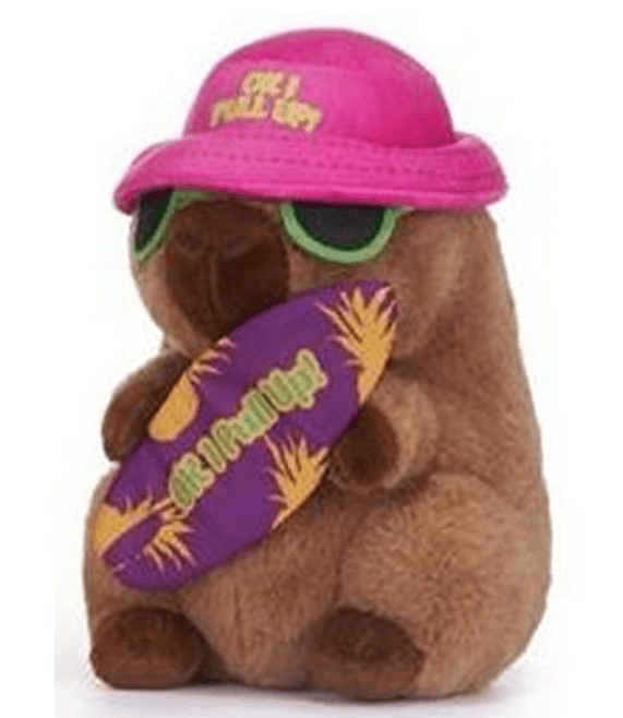szörfös kapibara (capybara) puha plüssfigura – 22 cm
