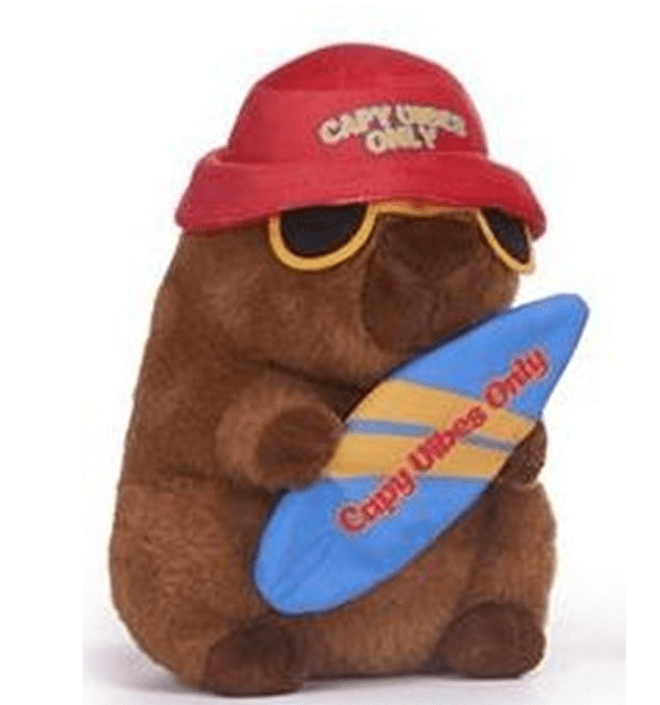 szörfös kapibara (capybara) puha plüssfigura – 22 cm