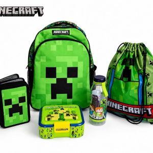 Minecraft Creeper iskolatáska szett – 5 részes komplett sulis csomag